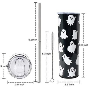 Halloween Tumbler Ghost Cup Halloween Gifts for Women Ghost Tumbler with Lids and Straw 20OZ Travel coffee Mugs insulated stainless steel Gothic Tumbler Unique Birthday Gift for Kids