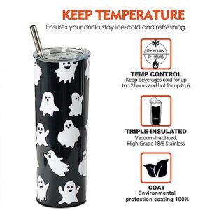 Halloween Tumbler Ghost Cup Halloween Gifts for Women Ghost Tumbler with Lids and Straw 20OZ Travel coffee Mugs insulated stainless steel Gothic Tumbler Unique Birthday Gift for Kids