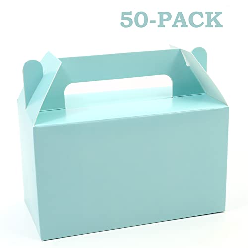 Oletx 50Pcs Blue Gable Gift Boxes, Party Favor Treat Box, Goodie Box, Cookie Candy Box for Birthday Party, Baby Shower, Classroom Activity and Any Fun Occasion Decoration Supplies.