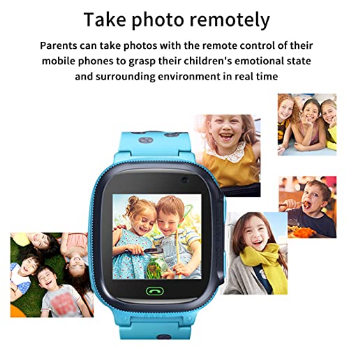 Children's Phone Watch Smart Positioning IPX7 Swimming-Grade Waterproof Photo Multi-Function Two-Way Call Smart Watch Blue Halloween Window Decorations 204