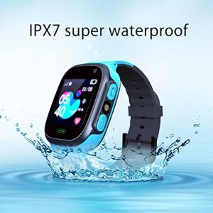 Children's Phone Watch Smart Positioning IPX7 Swimming-Grade Waterproof Photo Multi-Function Two-Way Call Smart Watch Blue Halloween Window Decorations 204