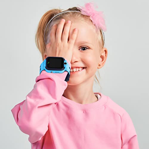 Children's Phone Watch Smart Positioning IPX7 Swimming-Grade Waterproof Photo Multi-Function Two-Way Call Smart Watch Blue Halloween Window Decorations 204