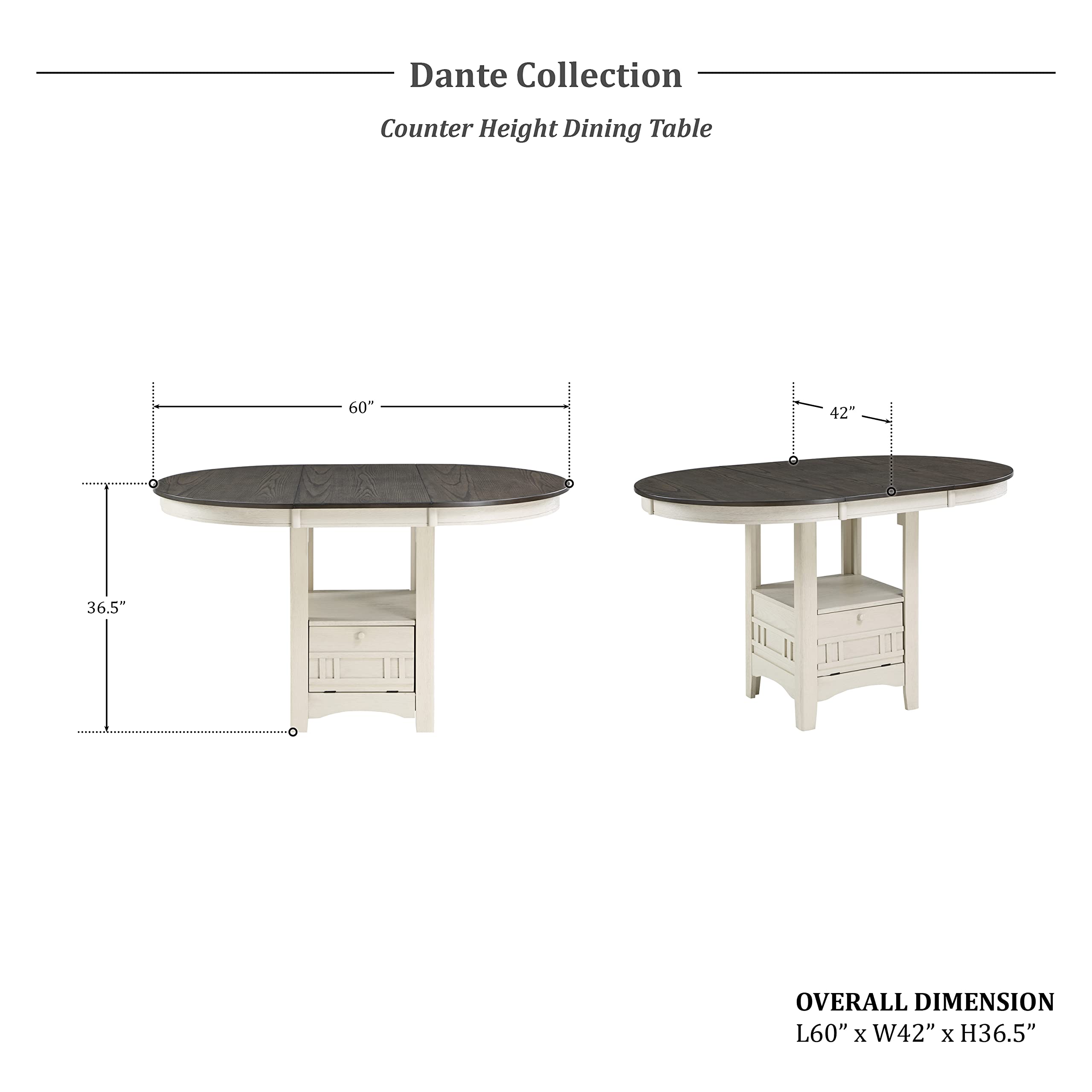 Lexicon Dante Counter Height Dining Table, Rosy Brown/Antique White