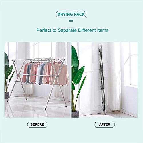 Kdpranky Clothes Drying Rack, Heavy Duty Foldable Laundry Drying Rack, Retractable Space Saving Drying Rack, Stainless Steel Garment Rack for Indoor and Outdoor Use, 2M/79IN