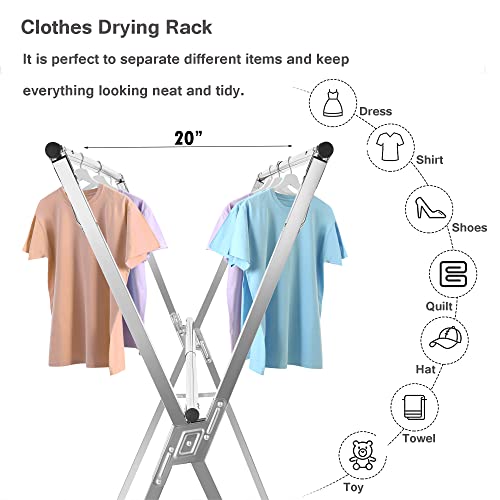 Kdpranky Clothes Drying Rack, Heavy Duty Foldable Laundry Drying Rack, Retractable Space Saving Drying Rack, Stainless Steel Garment Rack for Indoor and Outdoor Use, 2M/79IN