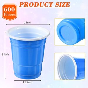 600 Pack 2 Oz Plastic Shot Glasses Disposable Plastic Shot Cups Mini Multicolor Party Cups for BBQ Christmas Party Tastings Sample Picnic Camping Daily Life Wedding, 6 Colors