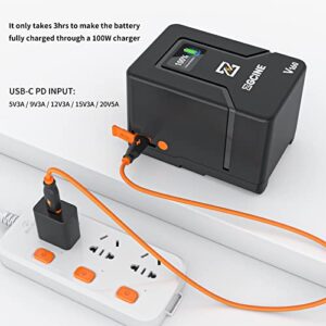 ZGCINE V160 V-Mount Battery 142Wh 14.8V 9600mAh with Dual D-TAP/USB-C Ports for Video Camera Camcorder Broadcast,V-Lock Battery Compatible with BMPCC 4K 6K Pro/ZCAM/Canon EOS R5C/Sony FX3