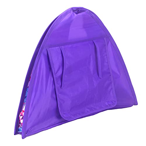 Sophia's Pop-Up Camping Tent with Roll Up Mesh Fabric Door and Geometric Print Sleeping Bag Set Sized for One 18" Doll, Purple/Pink