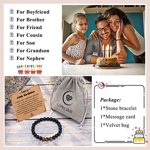 UPROMI 30th Birthday Gifts for Him, 30th Birthday Decorations for Him, 30 Year Old Birthday Gifts for Men, Happy Birthday Bracelet Best Gifts for 30 Year Old Man Him Boyfriend Son Brother