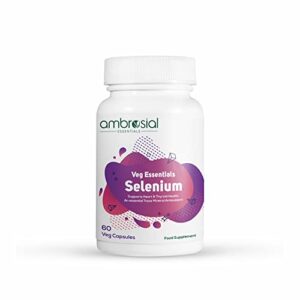 ambrosial selenium 200mcg | high strength antioxidant supplement to support immune system, heart health & thyroid support (pack of 1-60 capsules)