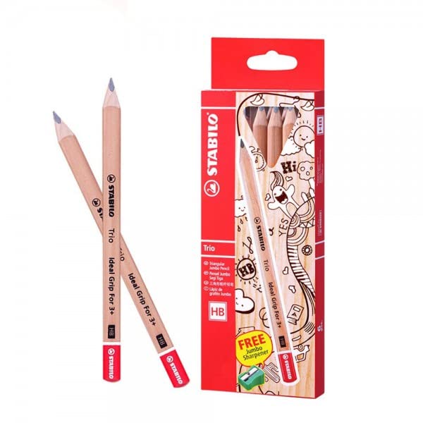 Stabilo Trio Ideal Grip 6pcs HB Jumbo Pencil (Free Jumbo Sharpener)