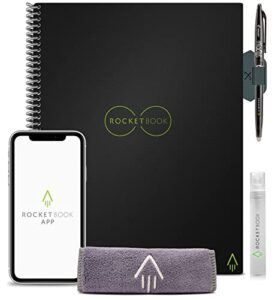 rocketbook smart reusable notebook - dot grid eco-friendly smart erasable notebook infinity black cover (8.5" x 11") with rocketbook accessories