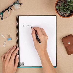 Rocketbook Smart Reusable Lined Eco-Friendly Notebook with 4 colored Pilot Frixion Pens, 1 Microfiber Cloth, & 1 Spay Bottle - Infinity Black Cover, Letter Size (8.5in x 11in)
