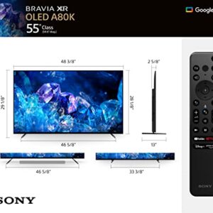 Sony 55 Inch 4K Ultra HD TV A80K Series: BRAVIA XR OLED Smart Google TV with Dolby Vision HDR and Exclusive Features for The Playstation® 5 XR55A80K- 2022 Model (Renewed)