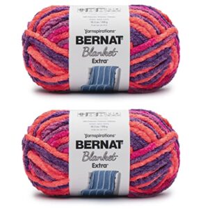 bernat blanket extra plum brights yarn - 2 pack of 300g/10.5oz - polyester - 7 jumbo - 97 yards - knitting, crocheting, crafts & amigurumi, chunky chenille yarn