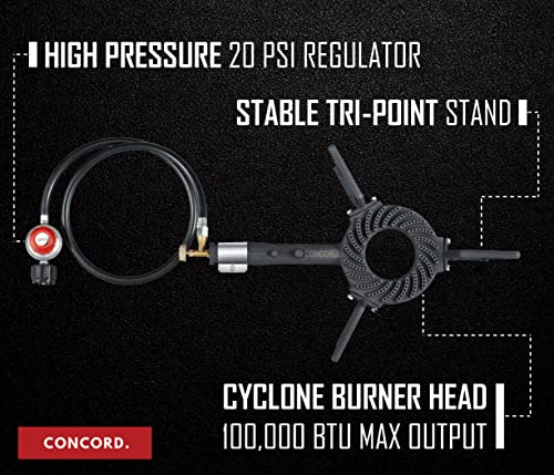 CONCORD Falcon Burner. Full Cast Iron Propane Single Burner. Great for Camping, Outdoor Cooking, Home Brewing, and More