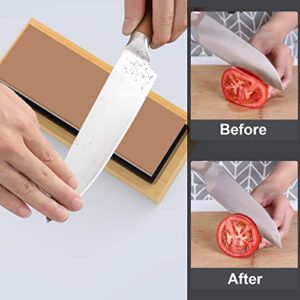 Sharpening Stone Whetstone Knife Sharpener, knife sharpening stone Premium 4 Side Grit 400/1000 3000/8000 Water Stone Sharpening Kit Wet Stones with Leather Strop, Bamboo Base & Angle Guide