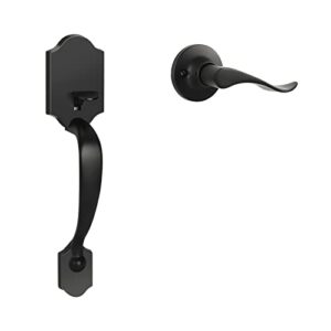 haidms front door handle black, entry door handle and reversible handle lever,single cylinder door handle set with lower half lever for left and right hand door, matte black