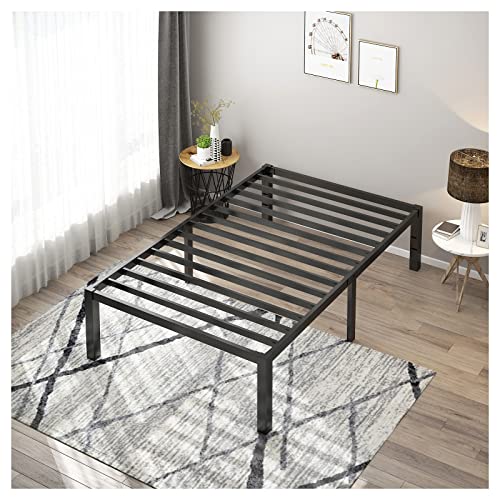 MAF Twin Bed Frames 14 Inch Metal Platform BedFrame with Black Heavy Duty Steel Slat Support Noise Free Twin-Bed-Frame, No Box Spring Needed