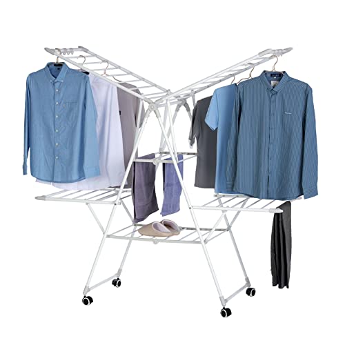 YUBELLES 61.81 * 22.84 * 51.18in Clothes Drying Rack, Gullwing Space-Saving Laundry Rack, Space Saving Laundry Drying Rack, Easy Storage Laundry Indoor and Outdoor Use