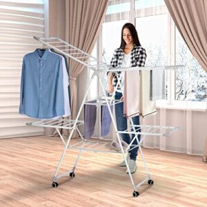 YUBELLES 61.81 * 22.84 * 51.18in Clothes Drying Rack, Gullwing Space-Saving Laundry Rack, Space Saving Laundry Drying Rack, Easy Storage Laundry Indoor and Outdoor Use