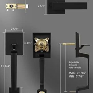 goldenwarm Black Front Door Handle, Entry Door Handle and Reversible Handle Lever, Modern Front Door Handle Only, Matte Black Front Door Entry Handleset, Entry Way Door Handle