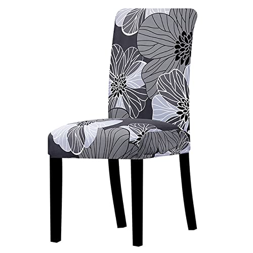 Printed Chair Cover Solid Color Elastic Banquet Dinner Seat Covers Removable Comfortable Stretch Chair Covers AE11 6PCS