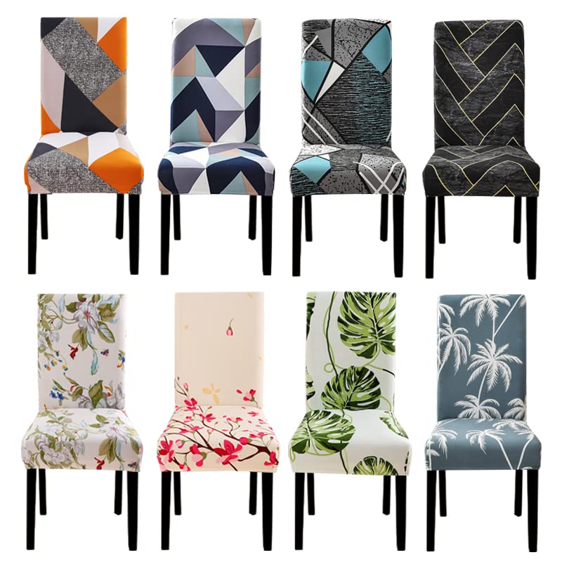 Geometry Chair Cover Dining Elastic Chair Covers Spandex Stretch Elastic Office Chair Case Removable HP26 4PCS