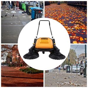 Walk-Behind Outdoor Hand Push Floor Sweeper,41 Inch Hand Push Sweeper Manual Sweeping Tool For Pavement Street Walk Behind Cleaner with 14.5 Gal Large Waste Container 39611 Square Feet Per Hour