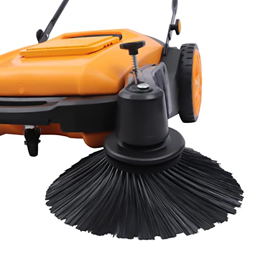 Walk-Behind Outdoor Hand Push Floor Sweeper,41 Inch Hand Push Sweeper Manual Sweeping Tool For Pavement Street Walk Behind Cleaner with 14.5 Gal Large Waste Container 39611 Square Feet Per Hour