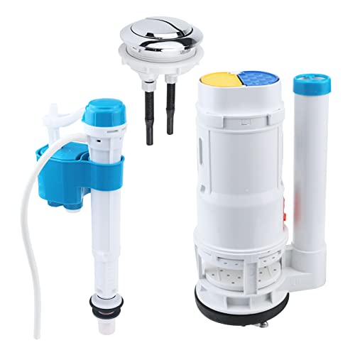 T Tulead Toilet Dual Flush Valve,Fill Valve,Push Button,Toilet Repair Kit 210mm Height, for 255-305mm Toilet Tank