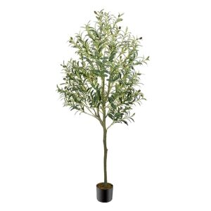olive tree artificial indoor 6ft (72''), gtidea artificial tree fake tree indoor large faux olive tree and fruits artificial plants silk trees for home office living room spring decor