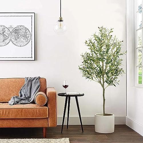 Olive Tree Artificial Indoor 6FT (72''), GTIDEA Artificial Tree Fake Tree Indoor Large Faux Olive Tree and Fruits Artificial Plants Silk Trees for Home Office Living Room Spring Decor