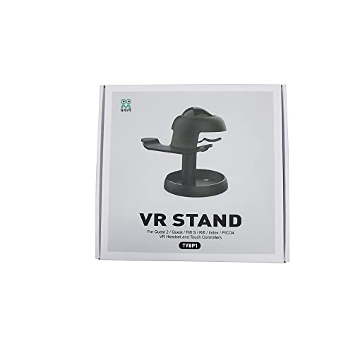 AMVR Stand Holder for Oculus Quest 2/HTC/PSVR2/Pico 4 - Universal VR Headset Display Dock with 2 Touch Controllers Hanger Station, Stable Bracket Storage Round Base, Mount Install Easy