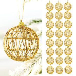 18 pieces - 2.36" golden christmas balls, gold glitter glitter christmas tree ornament hanging balls ornament window decoration set (2.36" gold balls - 18 pcs)