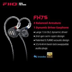 FiiO FH7S in-Ear Earphones High-Performance 1DD+4BA Hybrid Technology IEM Earbuds with 3.5/4.4mm Plug