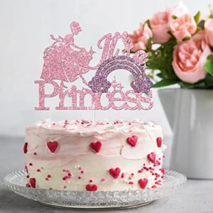 Pink Glitter It's a Princess Cake Topper, Girls 1st Birthday Cake Decorations, Baby Shower, Gender Reveal Party Decorations