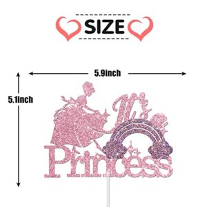 Pink Glitter It's a Princess Cake Topper, Girls 1st Birthday Cake Decorations, Baby Shower, Gender Reveal Party Decorations