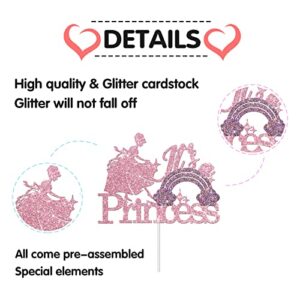 Pink Glitter It's a Princess Cake Topper, Girls 1st Birthday Cake Decorations, Baby Shower, Gender Reveal Party Decorations