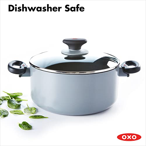 OXO SoftWorks Hard Anodized 5QT Stock Pot with Lid, 3-Layered German Engineered Nonstick Coating, Induction Suitable, Dishwasher Safe, Gray