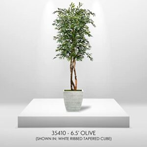 Hand-Made 6.5' Olive Artificial Tree with Ethically Sourced Real Wood Trunks | Green | Cypress & Alabaster