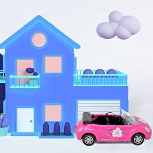 Mini Car for Dolls Vehicle Toy Set for Girls with Mini Fashion Doll and Dog Pink Convertible Playset Doll Riding Toys for Kids Toddlers Ages 3 4 5 6 7 8