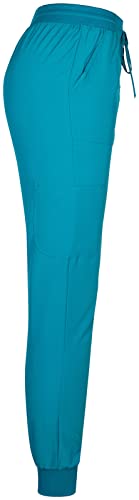 Minty Mint Women's Lightweight Durable Solid 4-way Stretch Medical Uniform Scrub Set V Neck Top Cargo Tapered Jogger Pants Nurse Veterinarian LvE3A Grey L