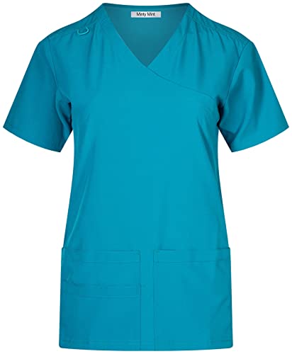 Minty Mint Women's Lightweight Durable Solid 4-way Stretch Medical Uniform Scrub Set V Neck Top Cargo Tapered Jogger Pants Nurse Veterinarian LvE3A Grey L