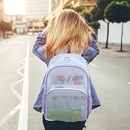 COVAX Heavy Duty Mesh Backpack, See Through College Mesh Backpack (Purple)