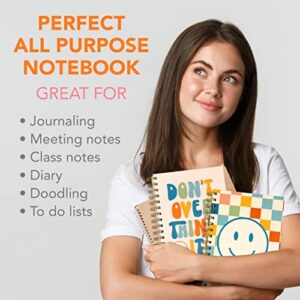 Cute Notebooks for School 4 Pack, A5 5.8 x 8.3 inch Happy Face Hardcover Notebooks for Work, Retro Aesthetic Notebooks College Ruled, Cute Spiral Journal for Women, Back to School Notebook for Kids