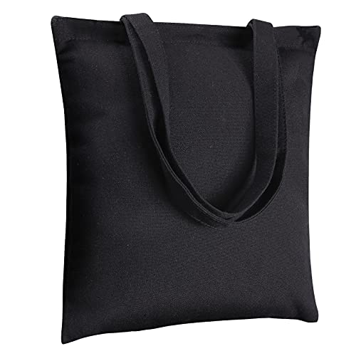 Canvas Tote Bags. (5-pack) Pack Lightweight blank Recycled canvas tote Reusable Cotton Polyester Grocery eco friendly, Suitable for DIY, Gift,Promotion, Activtiy,Washable, black