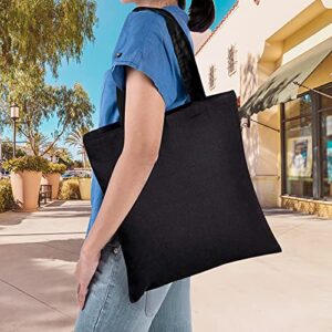 Canvas Tote Bags. (5-pack) Pack Lightweight blank Recycled canvas tote Reusable Cotton Polyester Grocery eco friendly, Suitable for DIY, Gift,Promotion, Activtiy,Washable, black