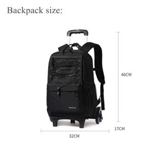 EKUIZAI Solid Color Simple Rolling Backpack for Teen Girls, Middle School Trolley Bags, Travel Daypack with Wheels