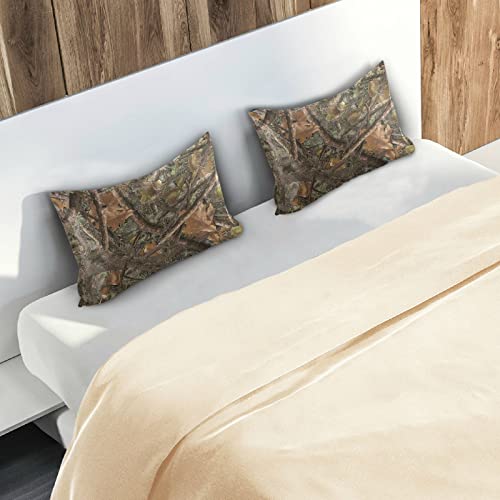 Dalzium Satin Pillowcase for Hair and Skin, Forest Camouflage Silk Pillowcase Soft and Cozy Body Pillow Covers, Standard Size Satin Pillow Cases with Envelope Closure(20x26 Inch), 1PC